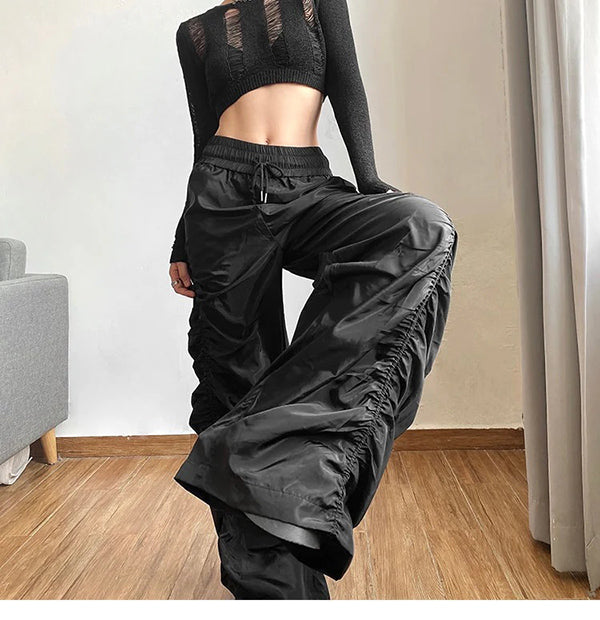 Grunge Ruched Drawstring Pants