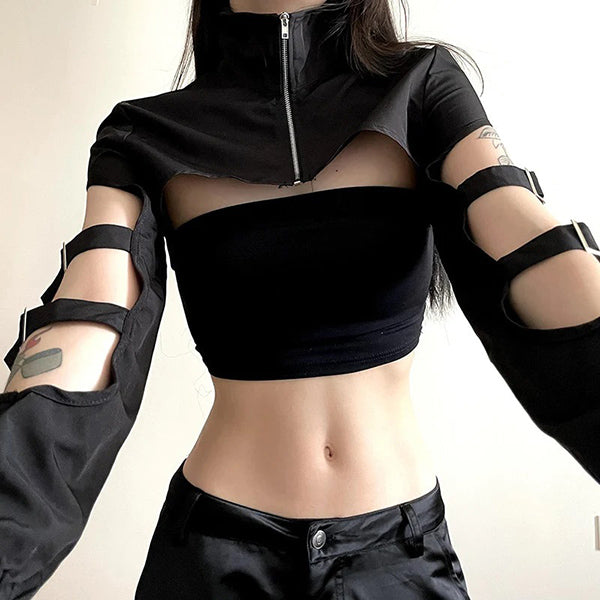 Feronia Buckle Sleeves Bolero Top
