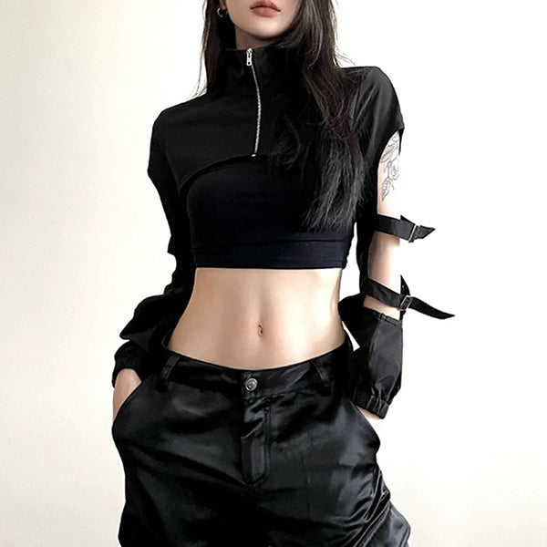 Feronia Buckle Sleeves Bolero Top
