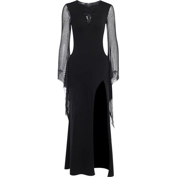 Marian Mesh High Slit Dress