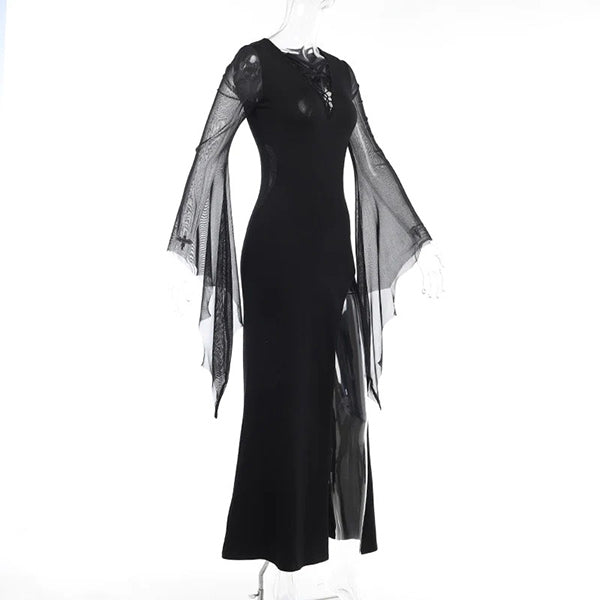 Marian Mesh High Slit Dress