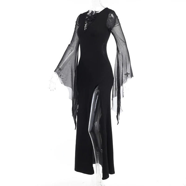 Marian Mesh High Slit Dress