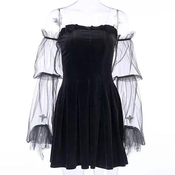 Anne Lantern Sleeve Mini Dress