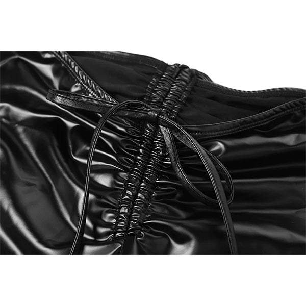 Danica PU Leather Drawstring Flare Pants