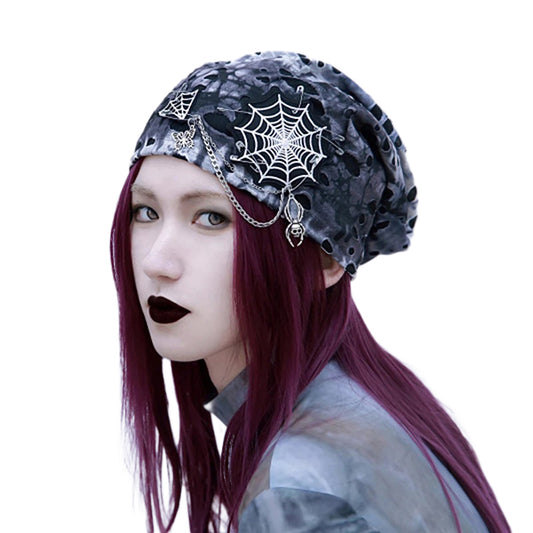 Spider Distressed Slouch Beanie