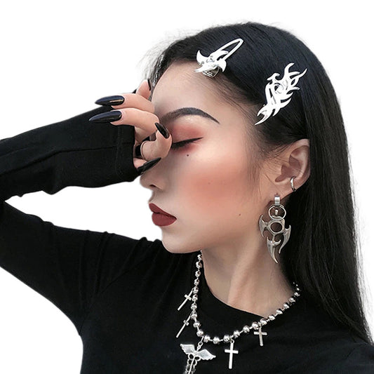 Dragon Flame Metal Hair Clips