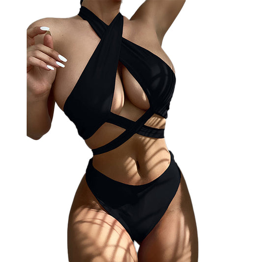 Aubree Crisscross Halter Wrap Bikini Set