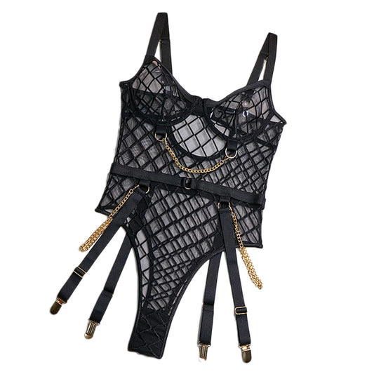 Tara Plaid Chain Bodysuit