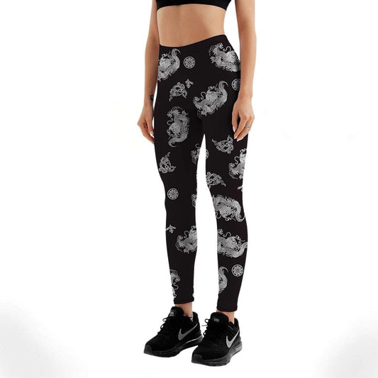 Retro Dragon Printed Leggings