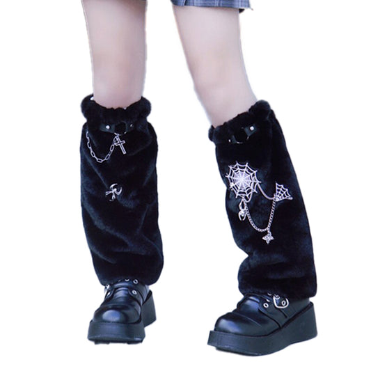 Punk Spider Furry Leg Warmers