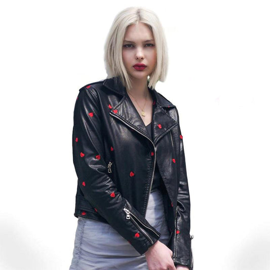 Faux Leather Love Hearts Jacket