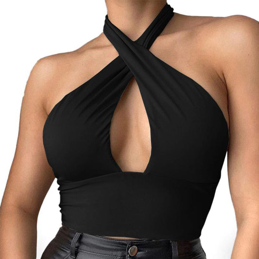 Cross Over Halter Crop Top