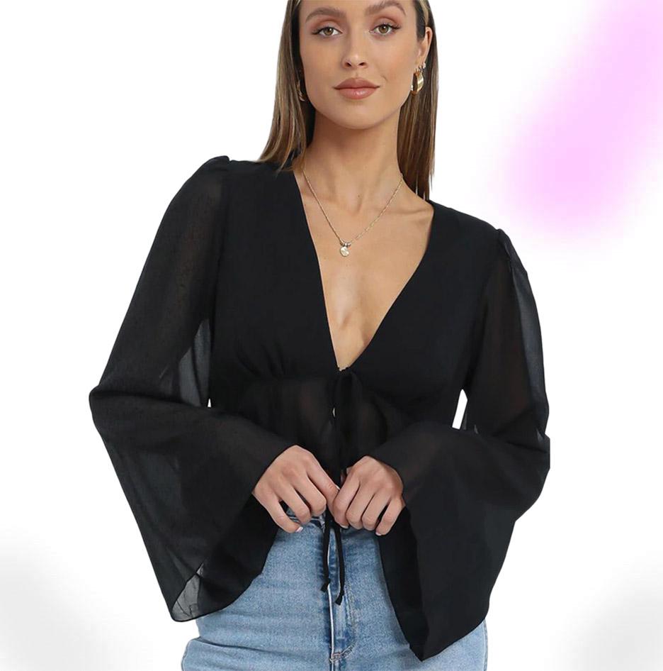 Amara Flare Sleeve Crop Top