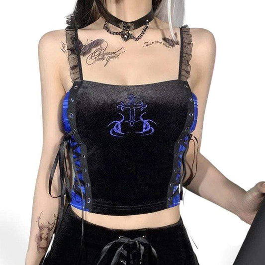 Gothic Crucifix Velvet Top