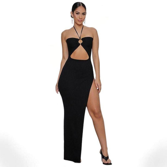 Night Queen Halter Maxi Dress