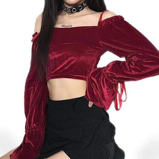 Red Velvet Gothic Crop Top