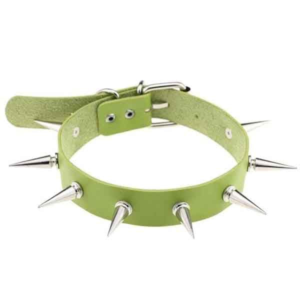 Silver Spiked Leather Choker