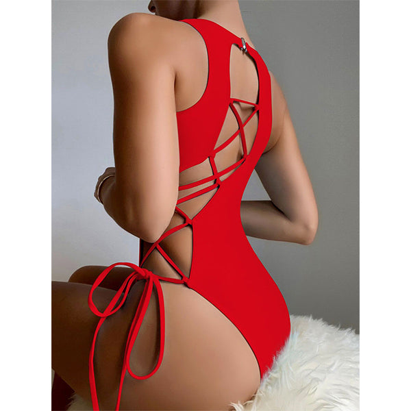Hot Beat Lace Up Swimsuit