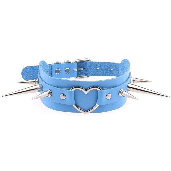 Long Spike Heart Choker Necklace