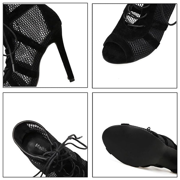 Gal Gothic Black Mesh Heels