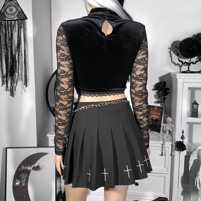 Mercy Lace Velvet Crop Top