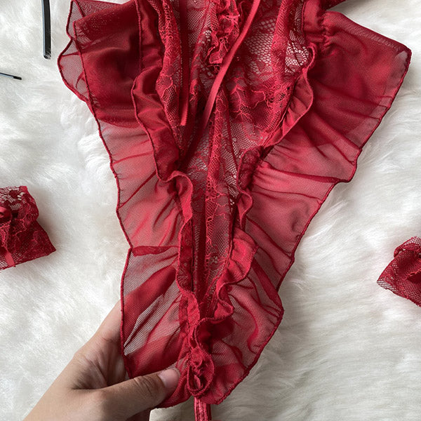 Gothic Valentine Lace Bodysuit Set