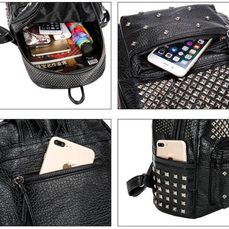 Rivets Overload Leather Backpack