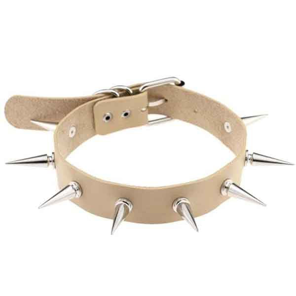 Silver Spiked Leather Choker