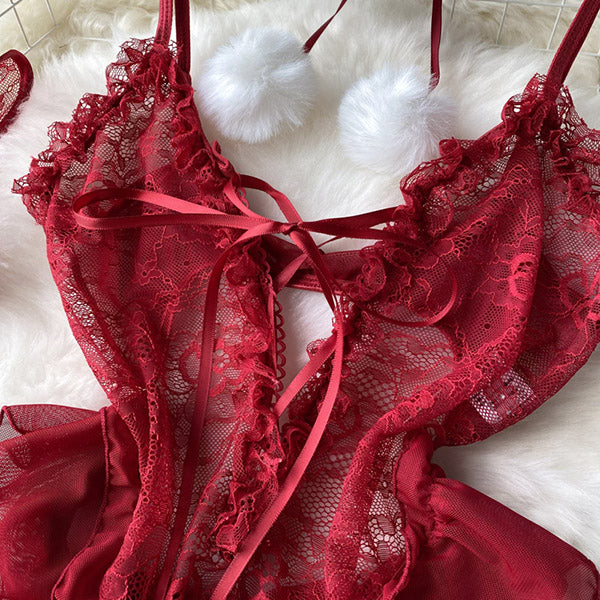 Gothic Valentine Lace Bodysuit Set
