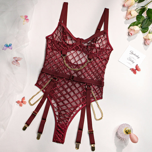 Tara Plaid Chain Bodysuit