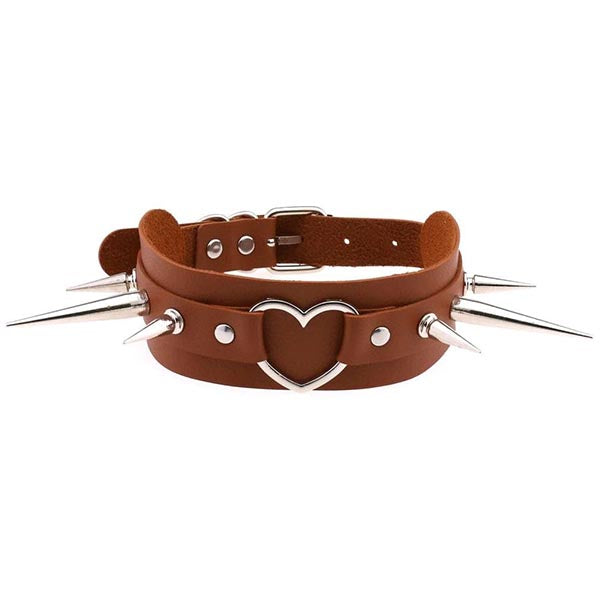 Long Spike Heart Choker Necklace