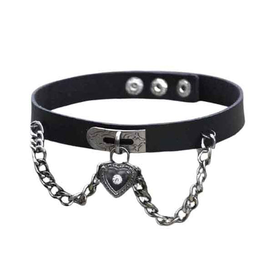 Chained Lock Heart Choker
