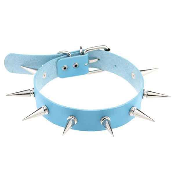 Silver Spiked Leather Choker