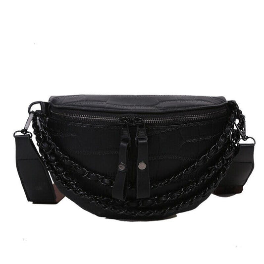 Faux Leather Chain Bum Bag