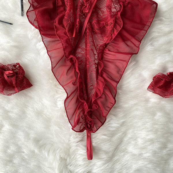 Gothic Valentine Lace Bodysuit Set
