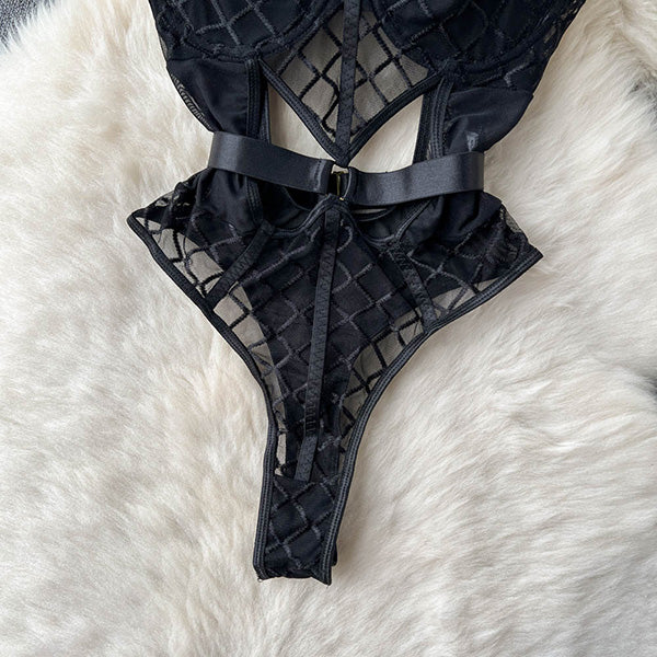 Catalina Plaid Mesh Bodysuit