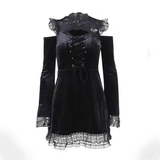 Lost Widow Lace Velvet Dress