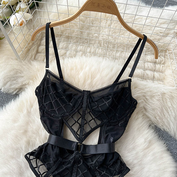 Catalina Plaid Mesh Bodysuit
