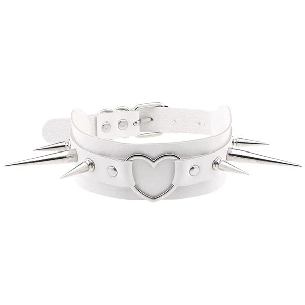 Long Spike Heart Choker Necklace