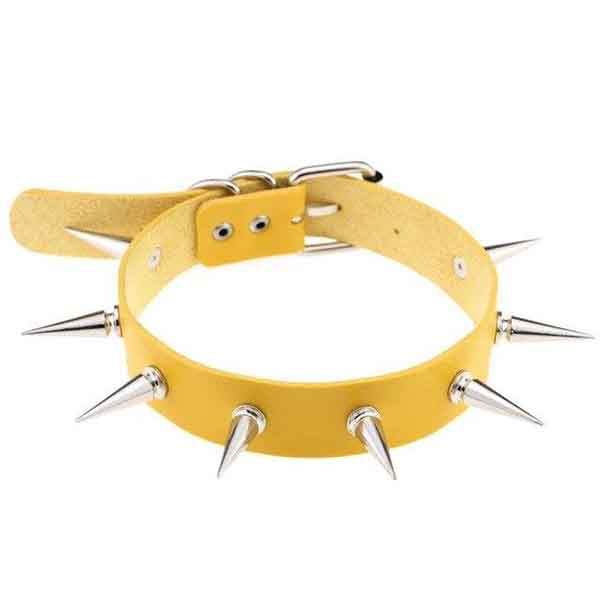Silver Spiked Leather Choker