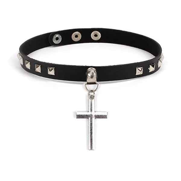 Cross Leather Choker