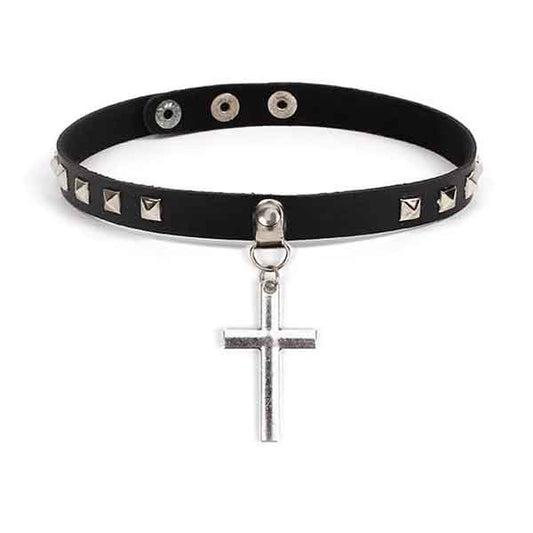 Cross Leather Choker