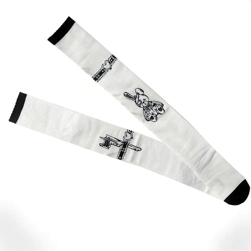 Assassination Rabbit Print White Socks