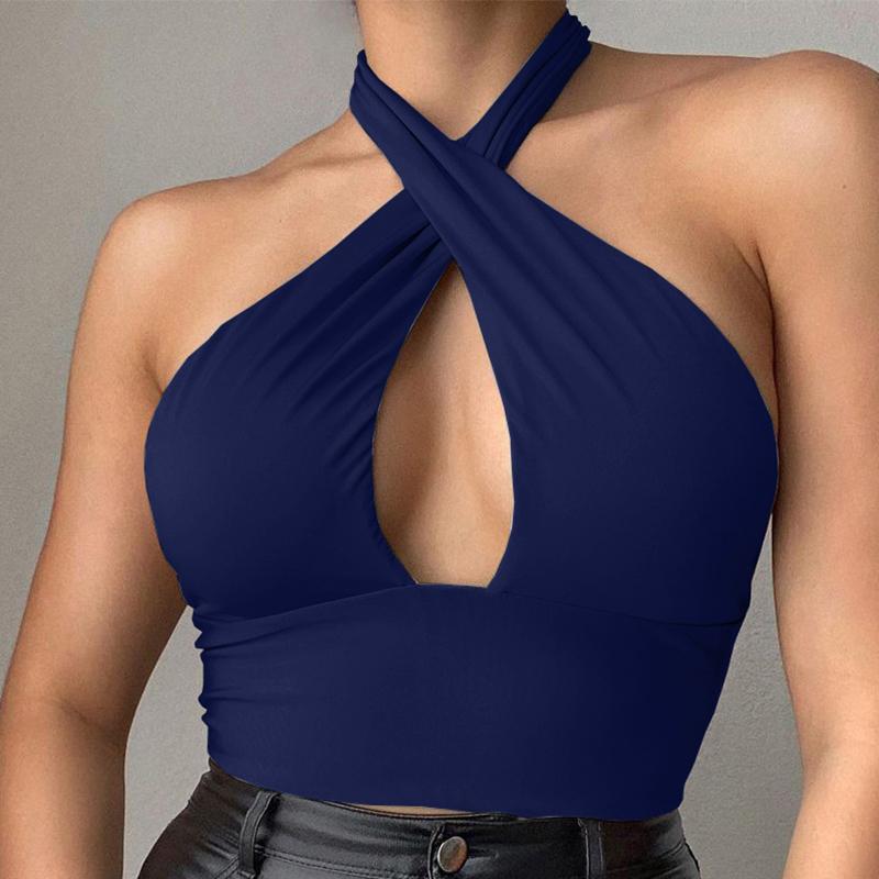 Cross Over Halter Crop Top