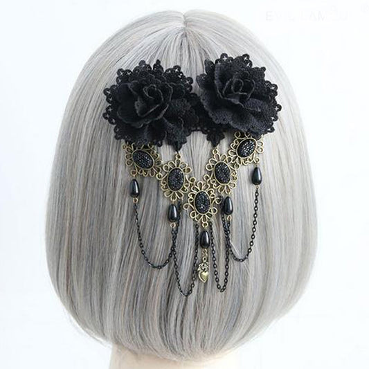 Black Rose Hair Clip