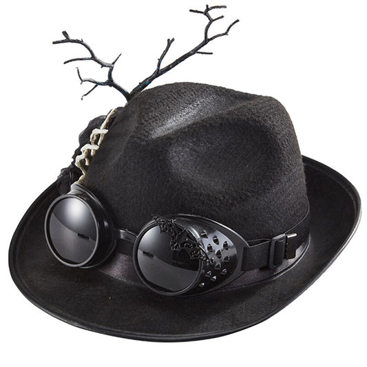 Devon Steampunk Black Hat with Goggles