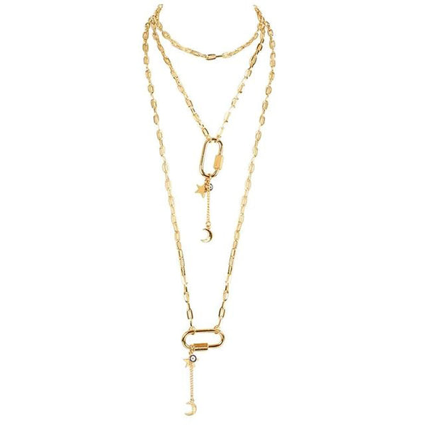 Carabiner Layered Chain Necklaces