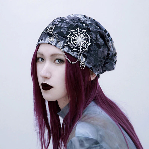 Spider Distressed Slouch Beanie