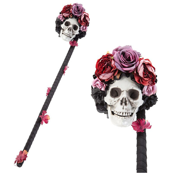 Floral Sugar Skull Walking Cane