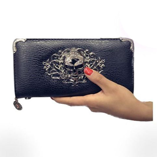Metal Skull Pattern Leather Long Wallet